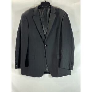 EMANUEL EMANUEL UNGARO Men's Black Solid Two-Button Wool Suit Jacket SZ 48R